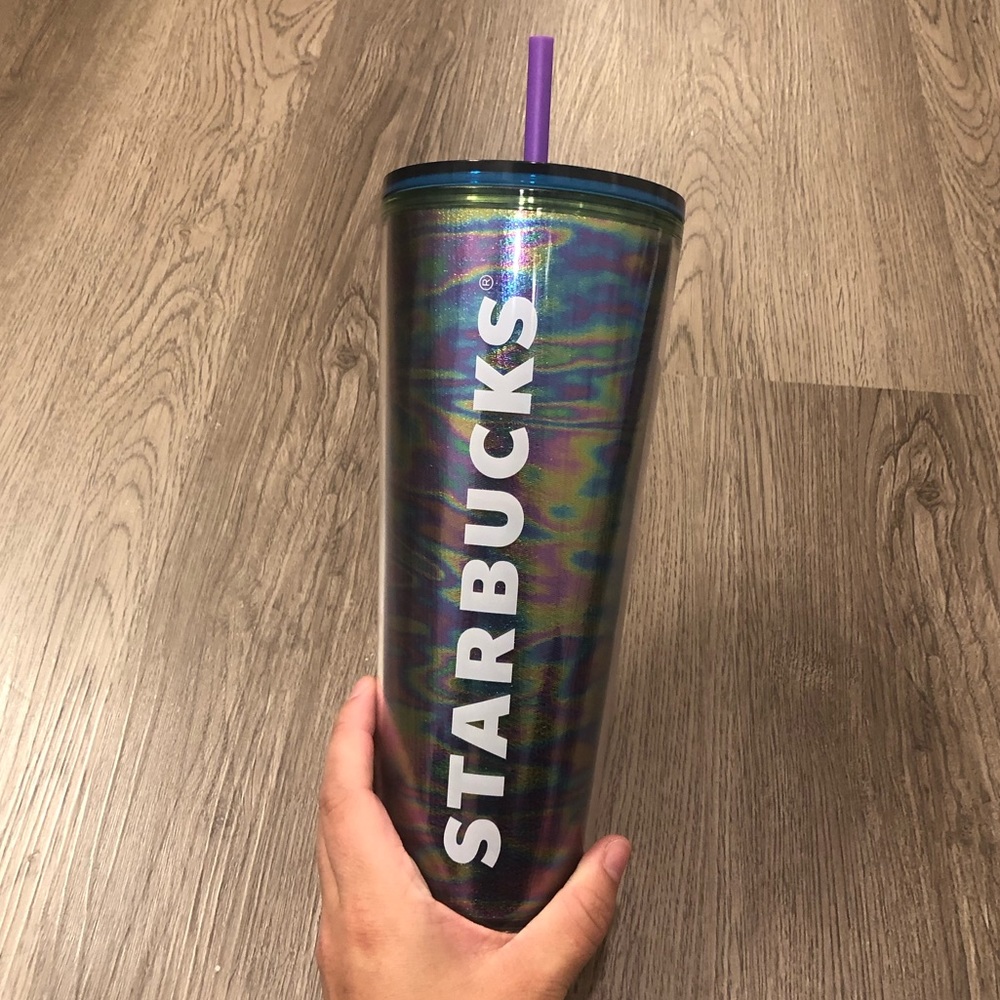 Starbucks Iridescent Oil Slick Cold Cup New Multicolor Venti 24oz 2023 *flaw*